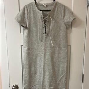 Casual Gray Lace-Up Dress